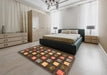 Contemporary Red Brown Modern Rug in a Bedroom, con2827