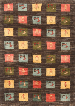 Contemporary Red Brown Modern Rug, con2827