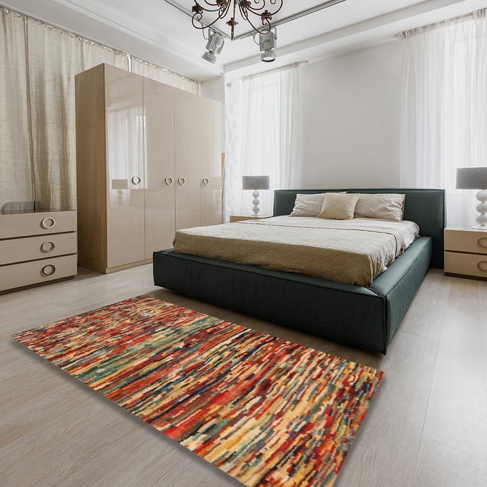 Machine Washable Contemporary Bronze Brown Rug in a Bedroom, wshcon2829