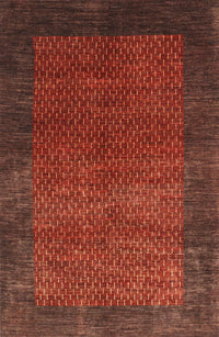 Machine Washable Contemporary Tomato Red Rug, wshcon282