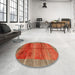 Round Machine Washable Contemporary Neon Red Rug in a Office, wshcon2832