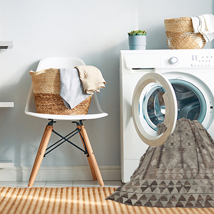 Machine Washable Contemporary Tan Brown Rug in a Washing Machine, wshcon2833