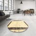 Round Contemporary Sun Yellow Solid Rug in a Office, con2834