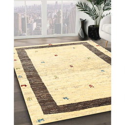 Contemporary Sun Yellow Solid Rug in Family Room, con2834