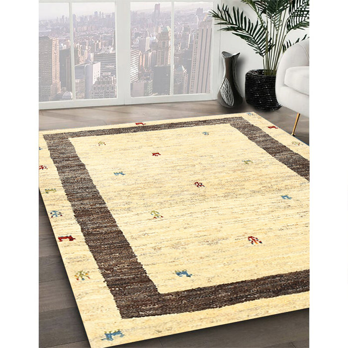 Contemporary Sun Yellow Solid Rug in Family Room, con2834