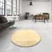 Round Machine Washable Contemporary Sun Yellow Rug in a Office, wshcon2835