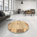 Round Contemporary Orange Modern Rug in a Office, con2836