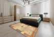 Machine Washable Contemporary Orange Rug in a Bedroom, wshcon2836