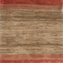 Square Contemporary Red Modern Rug, con2837