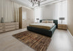 Contemporary Sienna Brown Modern Rug in a Bedroom, con2838