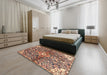 Contemporary Dark Sienna Brown Modern Rug in a Bedroom, con2839