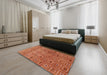 Contemporary Red Modern Rug in a Bedroom, con283