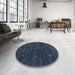 Round Contemporary Blue Modern Rug in a Office, con2841