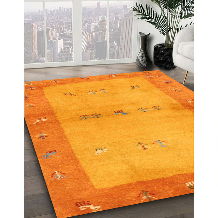 Machine Washable Contemporary Neon Orange Rug in a Family Room, wshcon2842