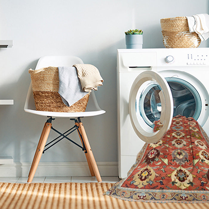 Machine Washable Contemporary Red Rug in a Washing Machine, wshcon2843