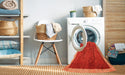 Machine Washable Contemporary Orange Red Rug in a Washing Machine, wshcon2844