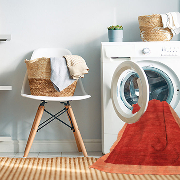 Machine Washable Contemporary Orange Red Rug in a Washing Machine, wshcon2844