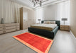 Contemporary Orange Red Modern Rug in a Bedroom, con2844