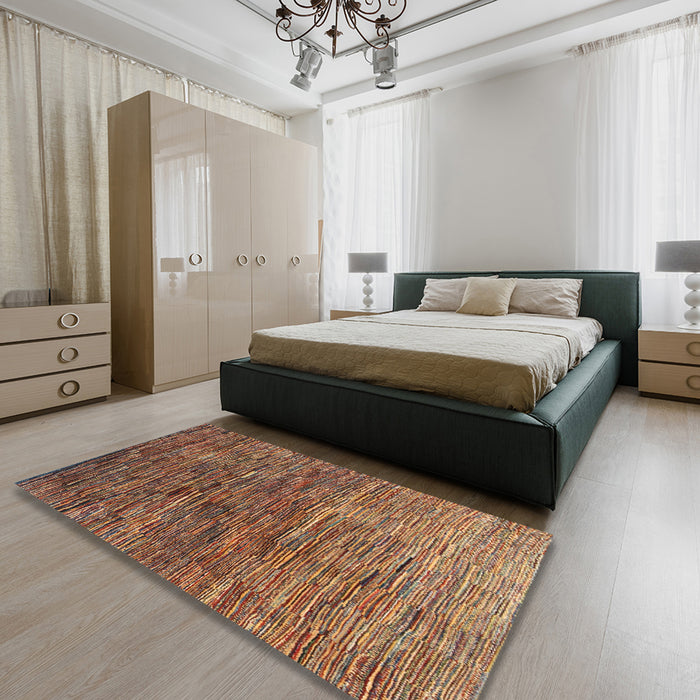 Contemporary Saffron Red Modern Rug in a Bedroom, con2845