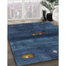 Contemporary Azure Blue Modern Rug in Family Room, con2846