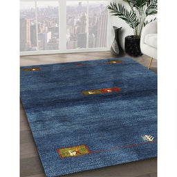 Machine Washable Contemporary Azure Blue Rug in a Family Room, wshcon2846