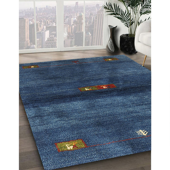 Machine Washable Contemporary Azure Blue Rug in a Family Room, wshcon2846