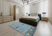 Machine Washable Contemporary Green Rug in a Bedroom, wshcon2847