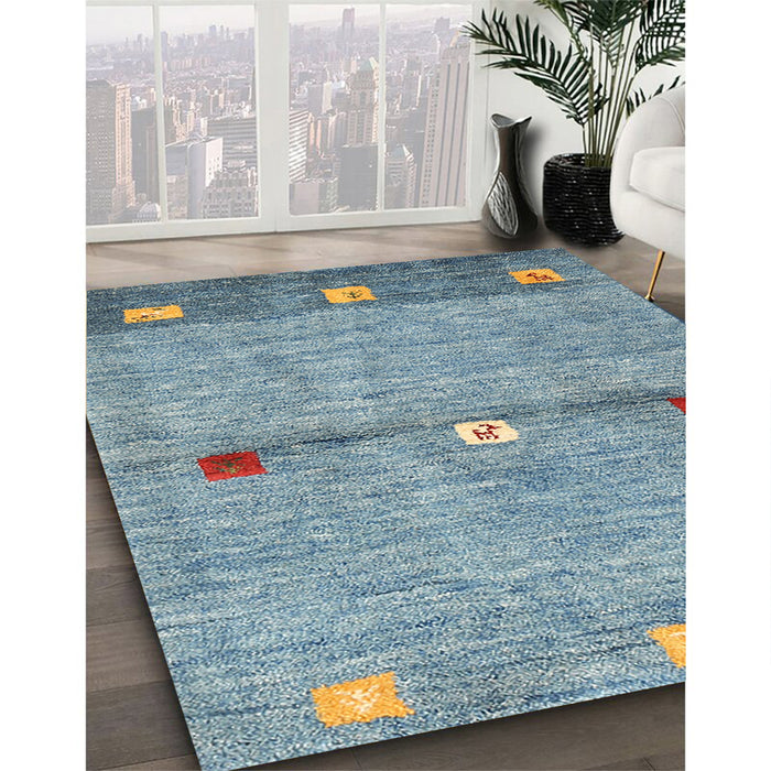 Machine Washable Contemporary Green Rug in a Family Room, wshcon2847