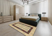 Contemporary Dark Gold Brown Solid Rug in a Bedroom, con2848