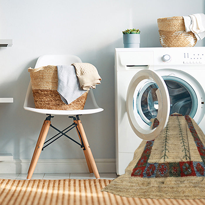 Machine Washable Contemporary Dark Gold Brown Rug in a Washing Machine, wshcon2848