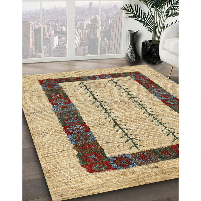 Machine Washable Contemporary Dark Gold Brown Rug in a Family Room, wshcon2848