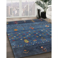 Contemporary Dark Blue Grey Blue Modern Rug, con2850