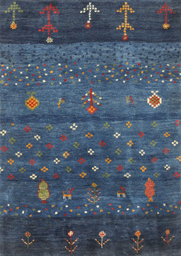 Machine Washable Contemporary Dark Blue Grey Blue Rug, wshcon2850