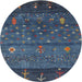 Sideview of Contemporary Dark Blue Grey Blue Modern Rug, con2850