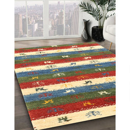 Contemporary Brown Red Southwestern Rug in Family Room, con2851