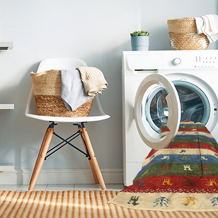 Machine Washable Contemporary Brown Red Rug in a Washing Machine, wshcon2851