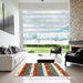 Square Machine Washable Contemporary Brown Red Rug in a Living Room, wshcon2851