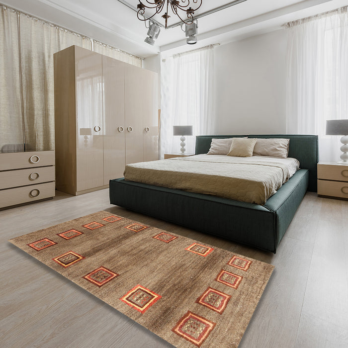 Contemporary Red Modern Rug in a Bedroom, con2853
