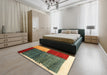 Contemporary Copper Green Modern Rug in a Bedroom, con2854