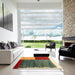 Square Contemporary Copper Green Modern Rug in a Living Room, con2854