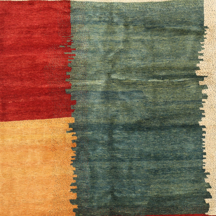 Machine Washable Contemporary Brass Green Rug, wshcon2854