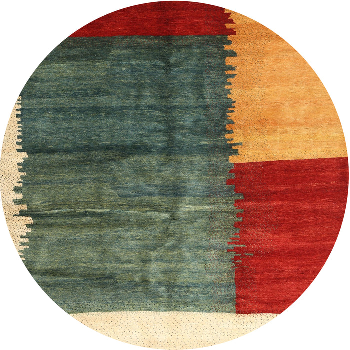 Square Machine Washable Contemporary Brass Green Rug, wshcon2854