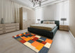 Contemporary Brown Modern Rug in a Bedroom, con2856