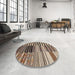 Round Machine Washable Contemporary Bakers Brown Rug in a Office, wshcon2857