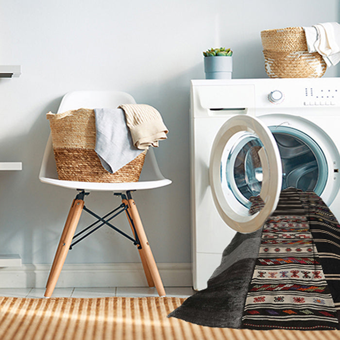 Machine Washable Contemporary Midnight Gray Rug in a Washing Machine, wshcon2859