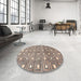 Round Machine Washable Contemporary Tan Brown Rug in a Office, wshcon285