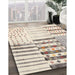 Contemporary Wheat Beige Patchwork Rug in Family Room, con2860