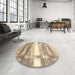 Round Contemporary Brown Gold Modern Rug in a Office, con2861