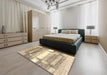 Contemporary Brown Gold Modern Rug in a Bedroom, con2861