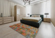 Contemporary Dark Almond Brown Modern Rug in a Bedroom, con2862